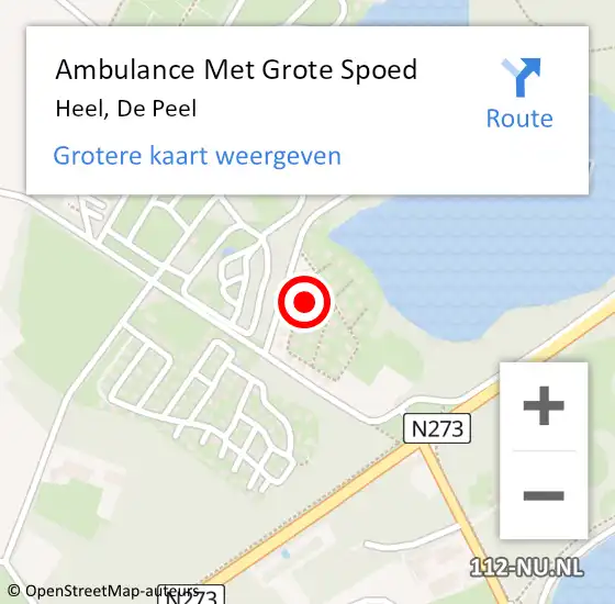 Locatie op kaart van de 112 melding: Ambulance Met Grote Spoed Naar Heel, De Peel op 8 maart 2024 12:19