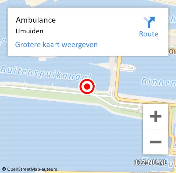 Locatie op kaart van de 112 melding: Ambulance IJmuiden op 8 maart 2024 12:46