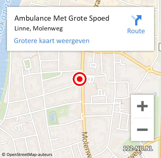 Locatie op kaart van de 112 melding: Ambulance Met Grote Spoed Naar Linne, Molenweg op 8 maart 2024 12:49