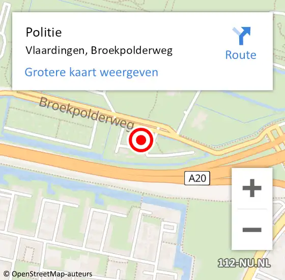 Locatie op kaart van de 112 melding: Politie Vlaardingen, Broekpolderweg op 8 maart 2024 13:08