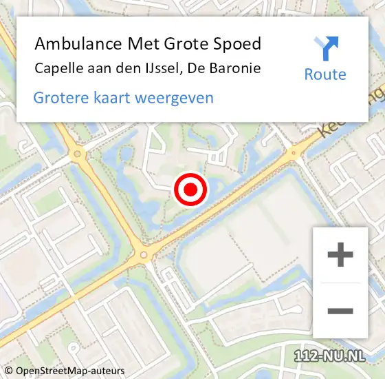 Locatie op kaart van de 112 melding: Ambulance Met Grote Spoed Naar Capelle aan den IJssel, De Baronie op 8 maart 2024 13:18