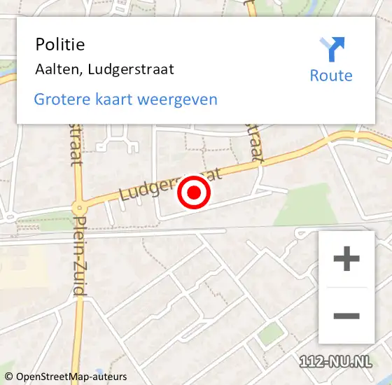 Locatie op kaart van de 112 melding: Politie Aalten, Ludgerstraat op 8 maart 2024 13:28