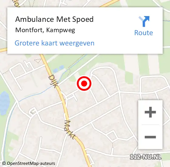 Locatie op kaart van de 112 melding: Ambulance Met Spoed Naar Montfort, Kampweg op 8 maart 2024 13:31