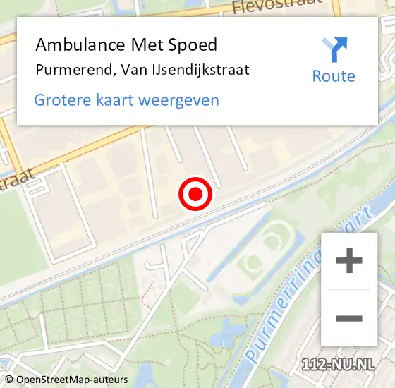 Locatie op kaart van de 112 melding: Ambulance Met Spoed Naar Purmerend, Van IJsendijkstraat op 8 maart 2024 13:41