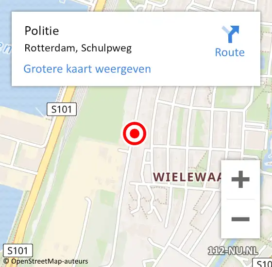 Locatie op kaart van de 112 melding: Politie Rotterdam, Schulpweg op 8 maart 2024 14:44