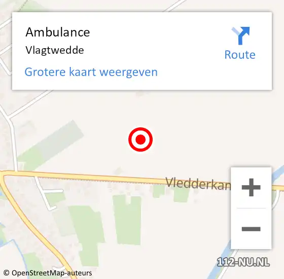 Locatie op kaart van de 112 melding: Ambulance Vlagtwedde op 8 maart 2024 14:55