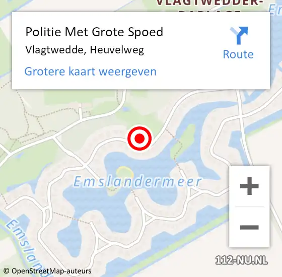 Locatie op kaart van de 112 melding: Politie Met Grote Spoed Naar Vlagtwedde, Heuvelweg op 8 maart 2024 14:58