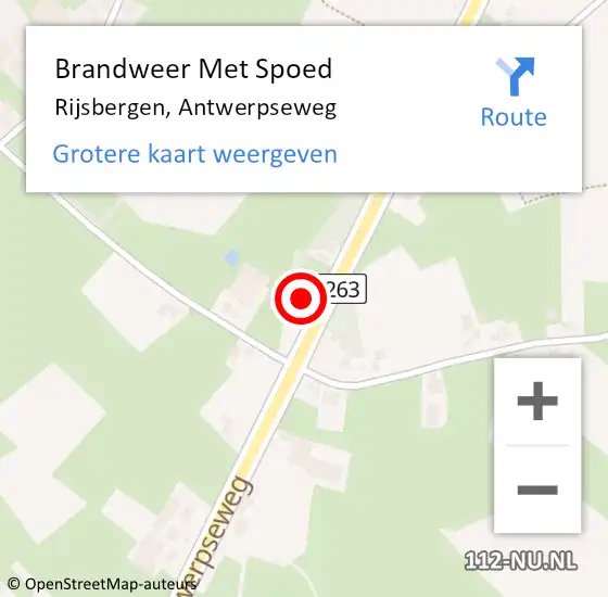 Locatie op kaart van de 112 melding: Brandweer Met Spoed Naar Rijsbergen, Antwerpseweg op 8 maart 2024 15:33