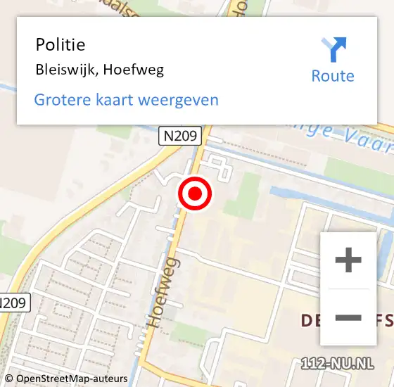 Locatie op kaart van de 112 melding: Politie Bleiswijk, Hoefweg op 8 maart 2024 16:36