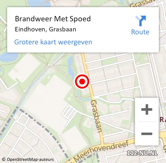 Locatie op kaart van de 112 melding: Brandweer Met Spoed Naar Eindhoven, Grasbaan op 8 maart 2024 16:57