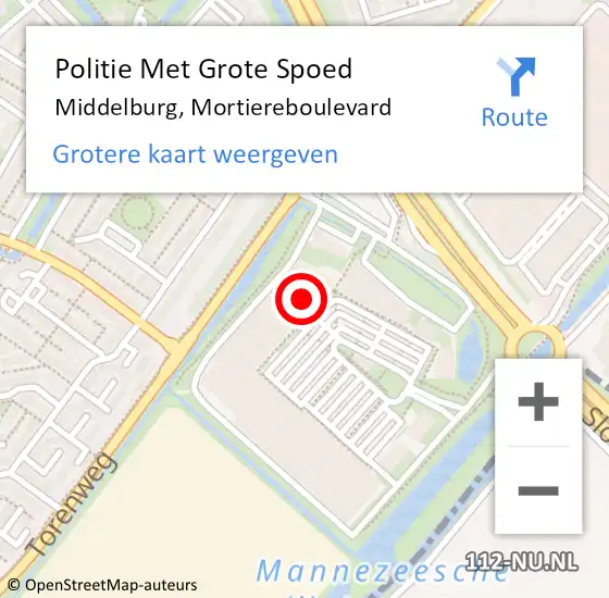 Locatie op kaart van de 112 melding: Politie Met Grote Spoed Naar Middelburg, Mortiereboulevard op 8 maart 2024 17:04