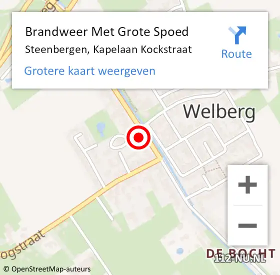 Locatie op kaart van de 112 melding: Brandweer Met Grote Spoed Naar Steenbergen, Kapelaan Kockstraat op 8 maart 2024 17:13
