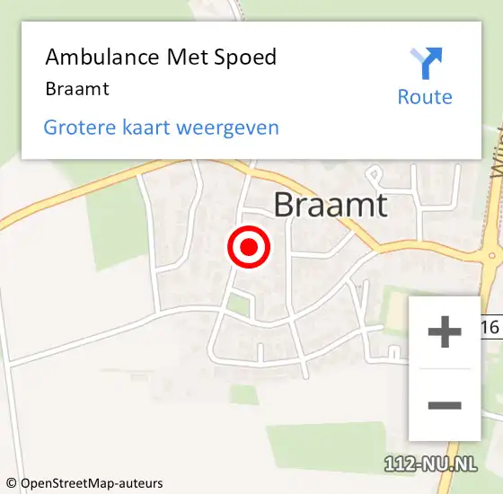 Locatie op kaart van de 112 melding: Ambulance Met Spoed Naar Braamt op 8 maart 2024 17:20