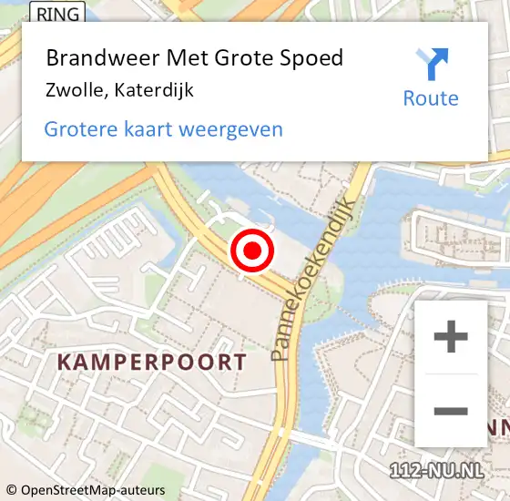 Locatie op kaart van de 112 melding: Brandweer Met Grote Spoed Naar Zwolle, Katerdijk op 8 maart 2024 17:27