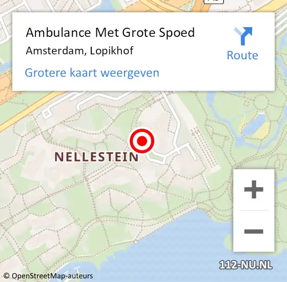 Locatie op kaart van de 112 melding: Ambulance Met Grote Spoed Naar Amsterdam, Lopikhof op 8 maart 2024 17:55