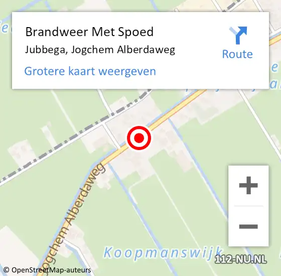 Locatie op kaart van de 112 melding: Brandweer Met Spoed Naar Jubbega, Jogchem Alberdaweg op 8 maart 2024 17:59
