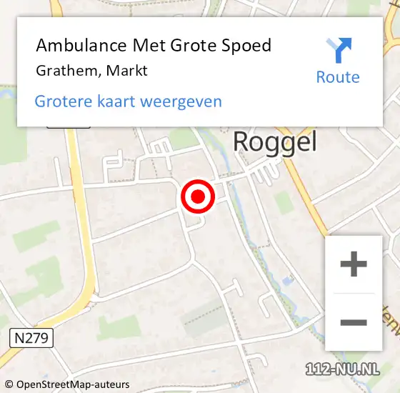 Locatie op kaart van de 112 melding: Ambulance Met Grote Spoed Naar Grathem, Markt op 8 maart 2024 18:06