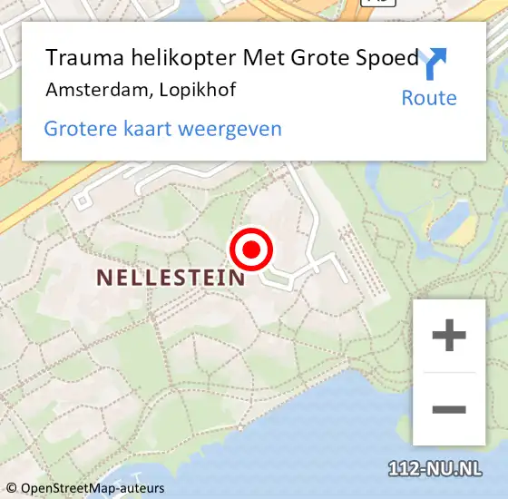 Locatie op kaart van de 112 melding: Trauma helikopter Met Grote Spoed Naar Amsterdam, Lopikhof op 8 maart 2024 18:13