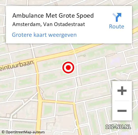 Locatie op kaart van de 112 melding: Ambulance Met Grote Spoed Naar Amsterdam, Van Ostadestraat op 8 maart 2024 19:03