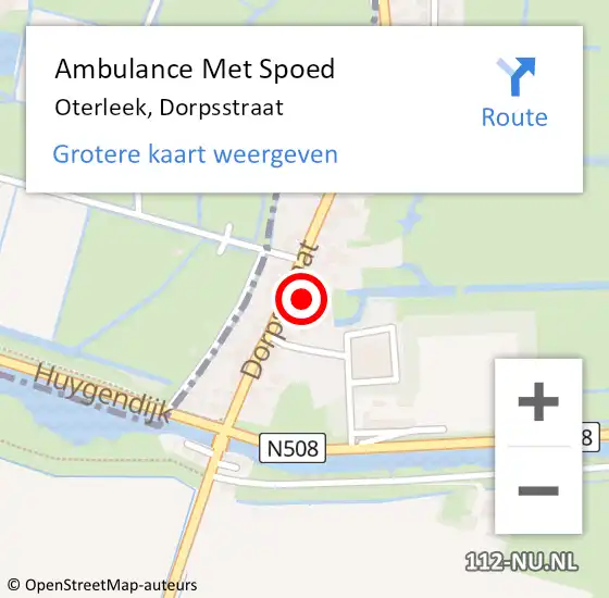 Locatie op kaart van de 112 melding: Ambulance Met Spoed Naar Oterleek, Dorpsstraat op 8 maart 2024 19:08
