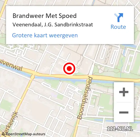 Locatie op kaart van de 112 melding: Brandweer Met Spoed Naar Veenendaal, J.G. Sandbrinkstraat op 8 maart 2024 19:19