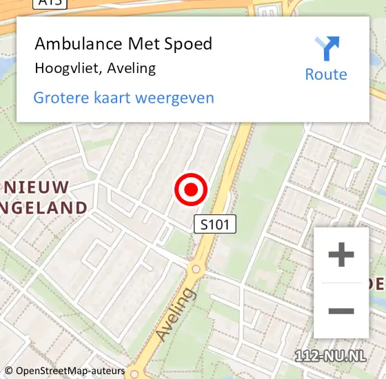 Locatie op kaart van de 112 melding: Ambulance Met Spoed Naar Hoogvliet, Aveling op 8 maart 2024 19:31