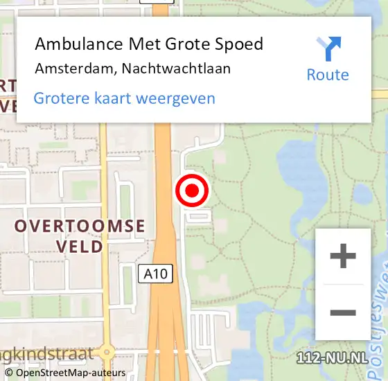 Locatie op kaart van de 112 melding: Ambulance Met Grote Spoed Naar Amsterdam, Nachtwachtlaan op 8 maart 2024 19:39
