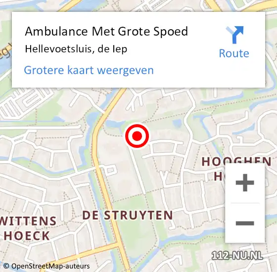 Locatie op kaart van de 112 melding: Ambulance Met Grote Spoed Naar Hellevoetsluis, de Iep op 8 maart 2024 20:00