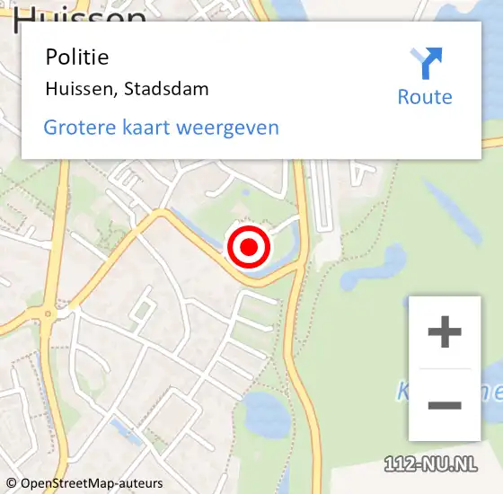 Locatie op kaart van de 112 melding: Politie Huissen, Stadsdam op 8 maart 2024 20:08