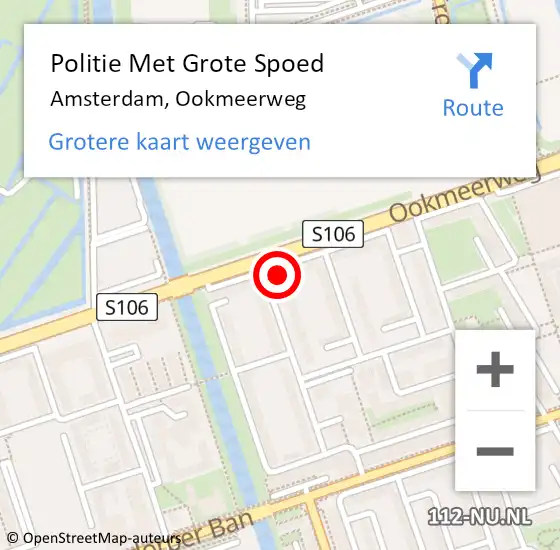 Locatie op kaart van de 112 melding: Politie Met Grote Spoed Naar Amsterdam, Ookmeerweg op 8 maart 2024 20:25