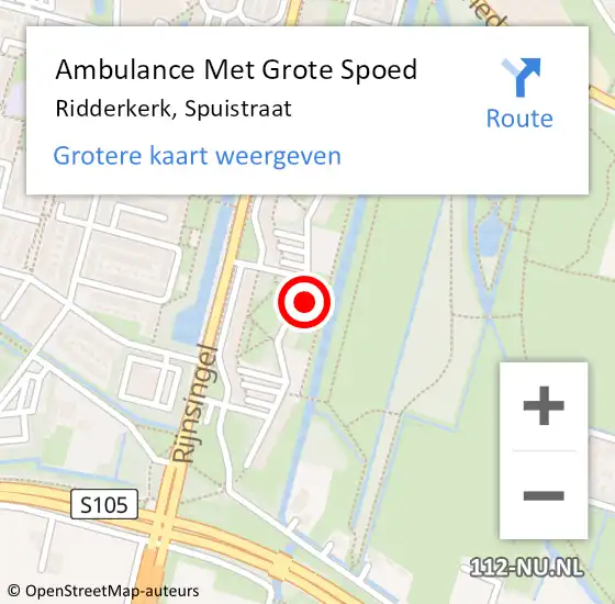 Locatie op kaart van de 112 melding: Ambulance Met Grote Spoed Naar Ridderkerk, Spuistraat op 8 maart 2024 20:44