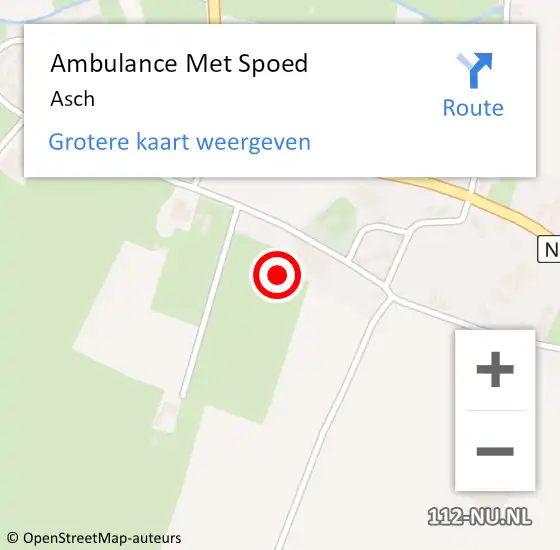 Locatie op kaart van de 112 melding: Ambulance Met Spoed Naar Asch op 8 maart 2024 21:09