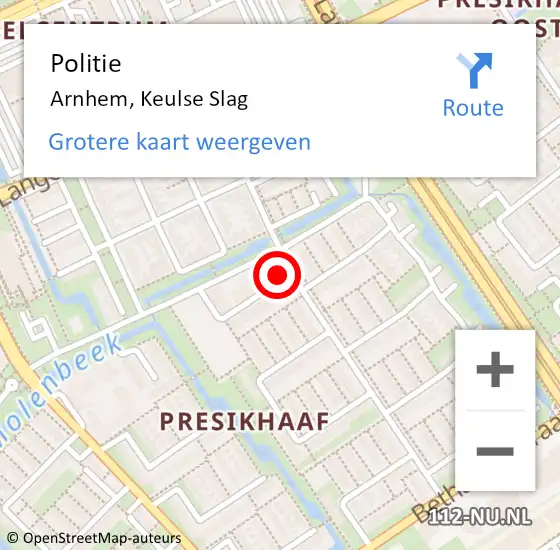 Locatie op kaart van de 112 melding: Politie Arnhem, Keulse Slag op 8 maart 2024 21:19