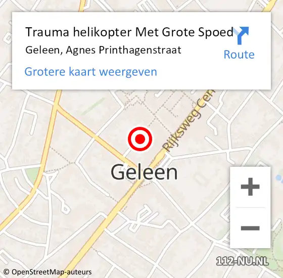 Locatie op kaart van de 112 melding: Trauma helikopter Met Grote Spoed Naar Geleen, Agnes Printhagenstraat op 8 maart 2024 21:20