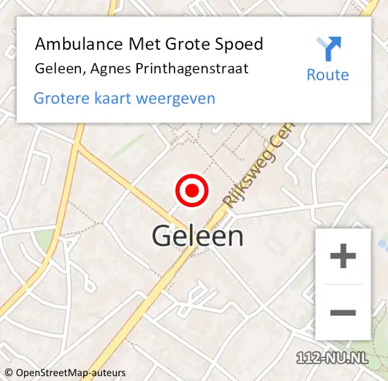 Locatie op kaart van de 112 melding: Ambulance Met Grote Spoed Naar Geleen, Agnes Printhagenstraat op 8 maart 2024 21:21