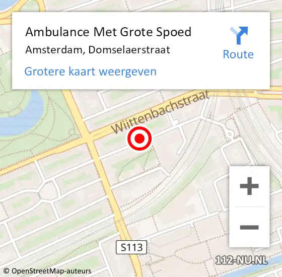 Locatie op kaart van de 112 melding: Ambulance Met Grote Spoed Naar Amsterdam, Domselaerstraat op 8 maart 2024 21:25