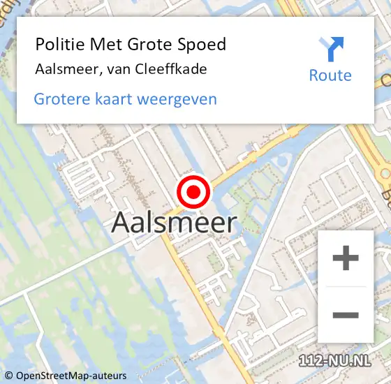 Locatie op kaart van de 112 melding: Politie Met Grote Spoed Naar Aalsmeer, van Cleeffkade op 8 maart 2024 21:45