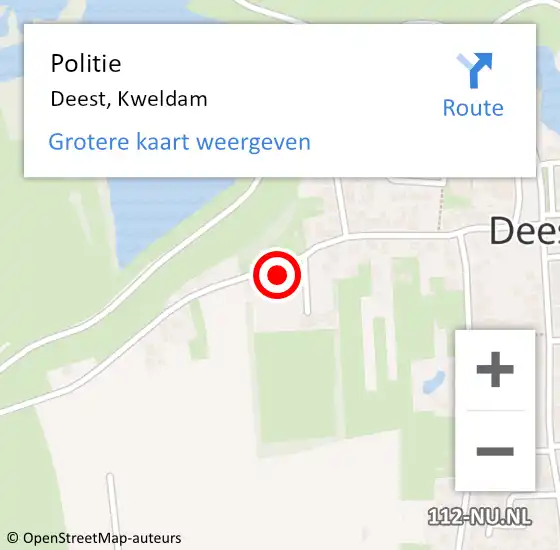 Locatie op kaart van de 112 melding: Politie Deest, Kweldam op 8 maart 2024 22:06