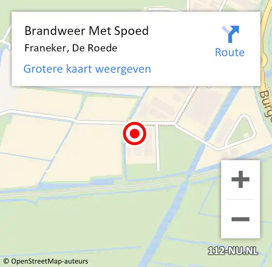 Locatie op kaart van de 112 melding: Brandweer Met Spoed Naar Franeker, De Roede op 8 maart 2024 22:18