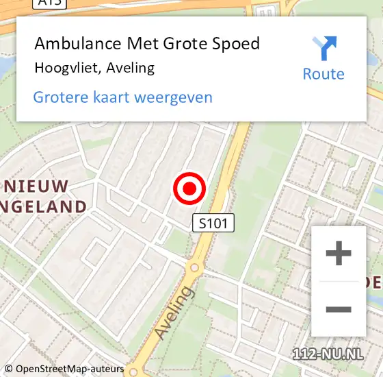 Locatie op kaart van de 112 melding: Ambulance Met Grote Spoed Naar Hoogvliet, Aveling op 8 maart 2024 22:42