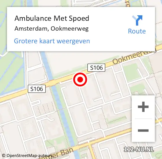Locatie op kaart van de 112 melding: Ambulance Met Spoed Naar Amsterdam, Ookmeerweg op 8 maart 2024 22:46