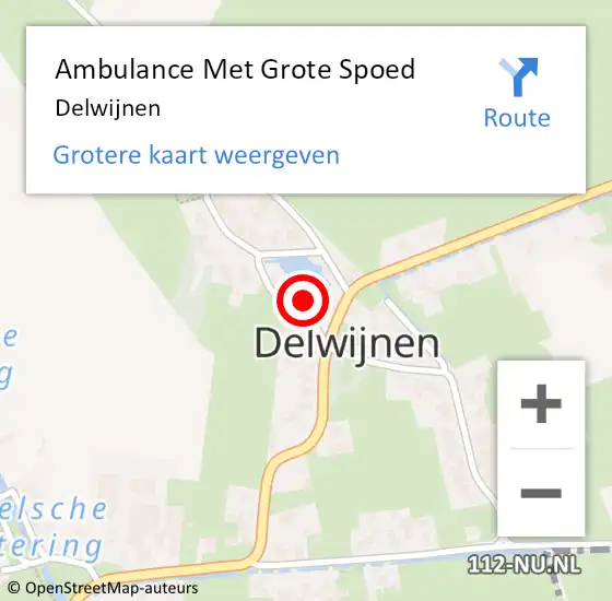 Locatie op kaart van de 112 melding: Ambulance Met Grote Spoed Naar Delwijnen op 8 maart 2024 22:58