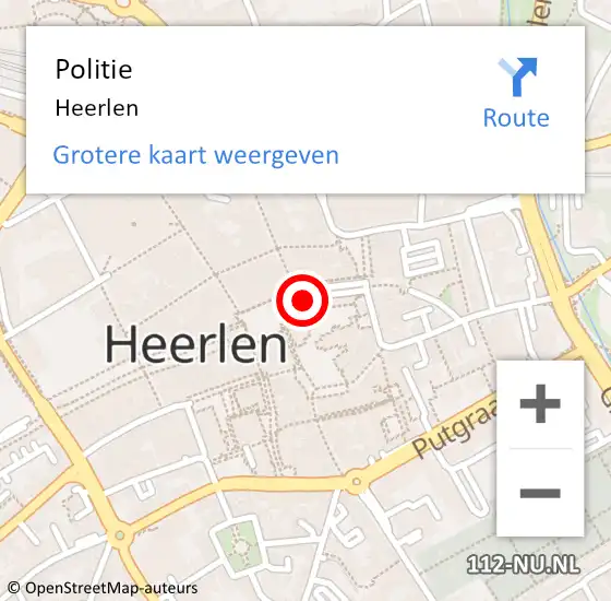 Locatie op kaart van de 112 melding: Politie Heerlen op 8 maart 2024 23:40