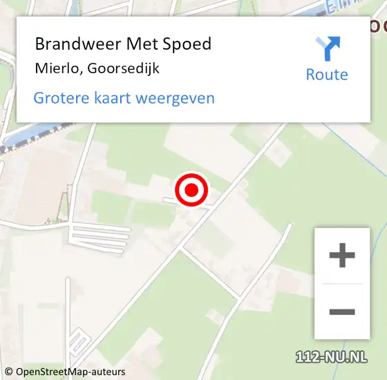 Locatie op kaart van de 112 melding: Brandweer Met Spoed Naar Mierlo, Goorsedijk op 9 maart 2024 00:36
