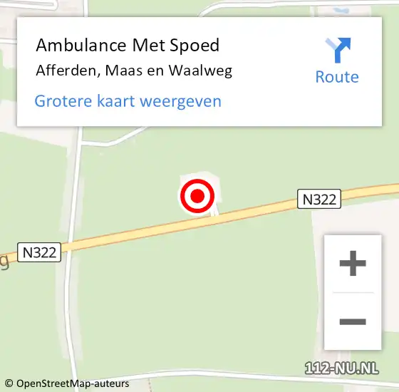 Locatie op kaart van de 112 melding: Ambulance Met Spoed Naar Afferden, Maas en Waalweg op 28 september 2014 14:56