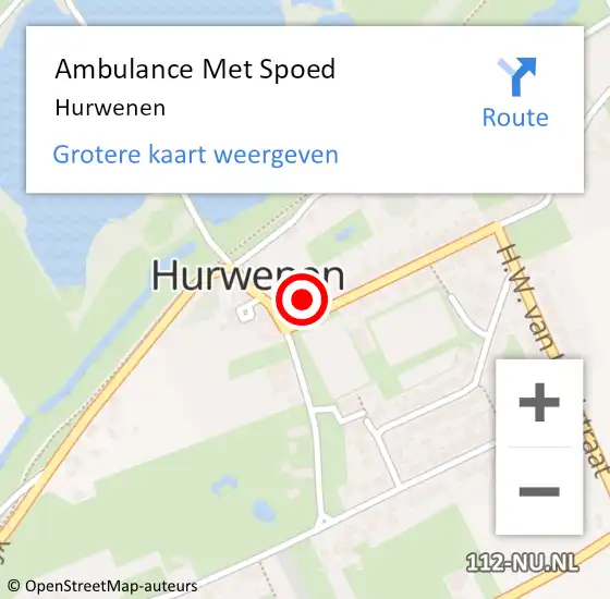 Locatie op kaart van de 112 melding: Ambulance Met Spoed Naar Hurwenen op 9 maart 2024 03:33