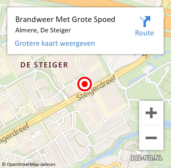 Locatie op kaart van de 112 melding: Brandweer Met Grote Spoed Naar Almere, De Steiger op 9 maart 2024 03:52