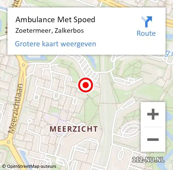 Locatie op kaart van de 112 melding: Ambulance Met Spoed Naar Zoetermeer, Zalkerbos op 9 maart 2024 05:31