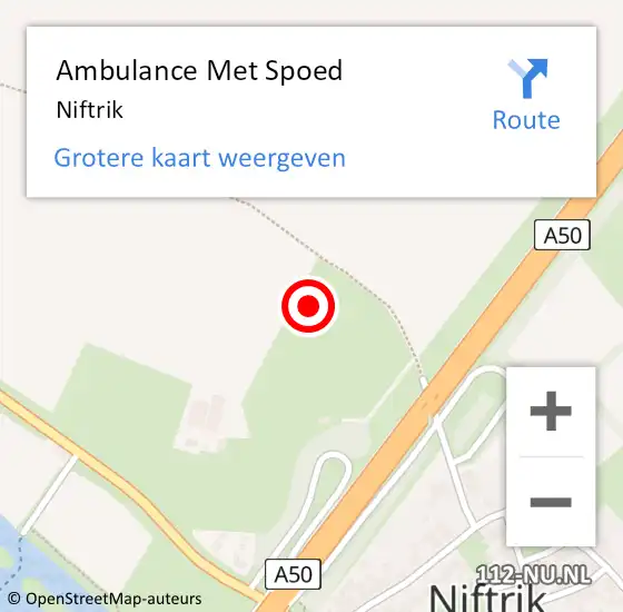 Locatie op kaart van de 112 melding: Ambulance Met Spoed Naar Niftrik op 9 maart 2024 05:33