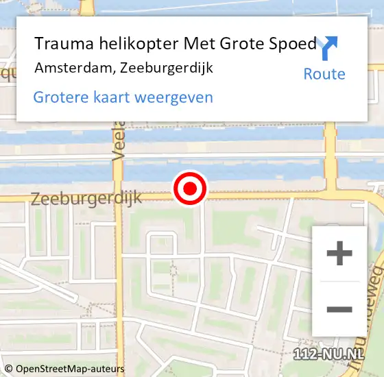 Locatie op kaart van de 112 melding: Trauma helikopter Met Grote Spoed Naar Amsterdam, Zeeburgerdijk op 9 maart 2024 06:22